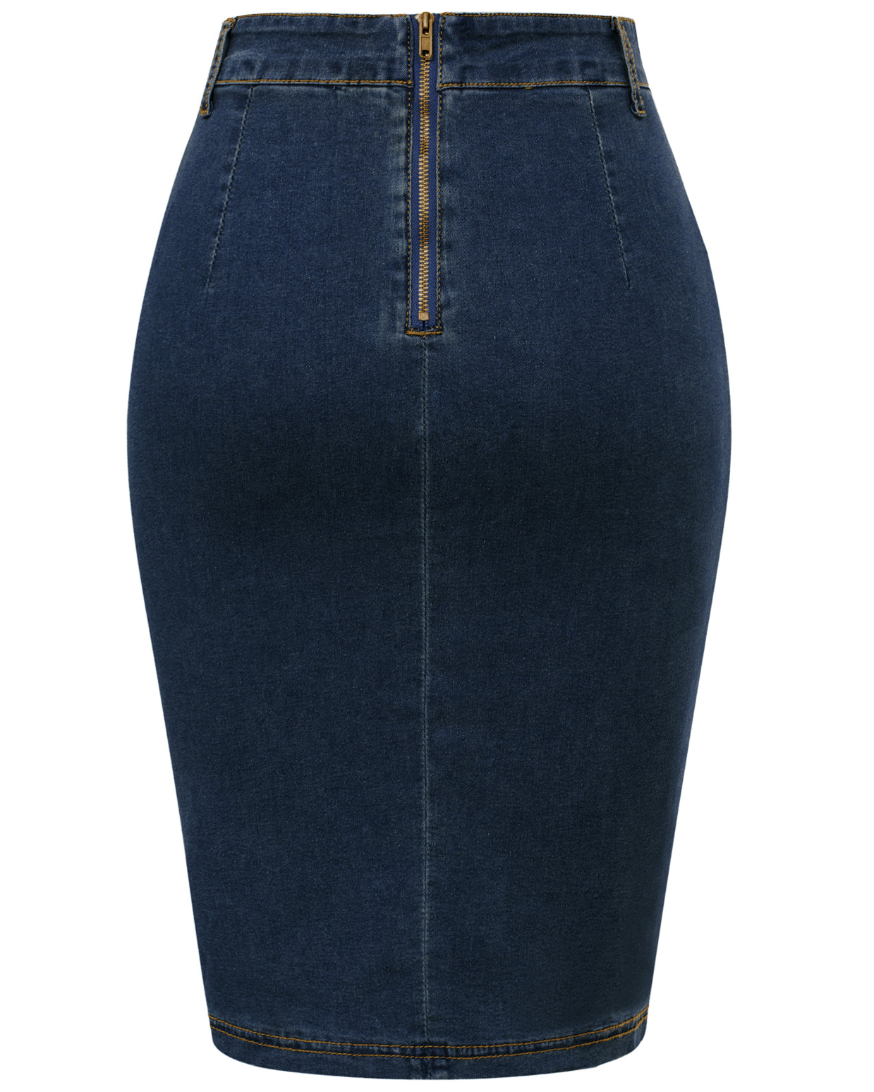 belle poque Vintage Jean Skirt with Belt High Waist Ruched Front Bodycon Skirt