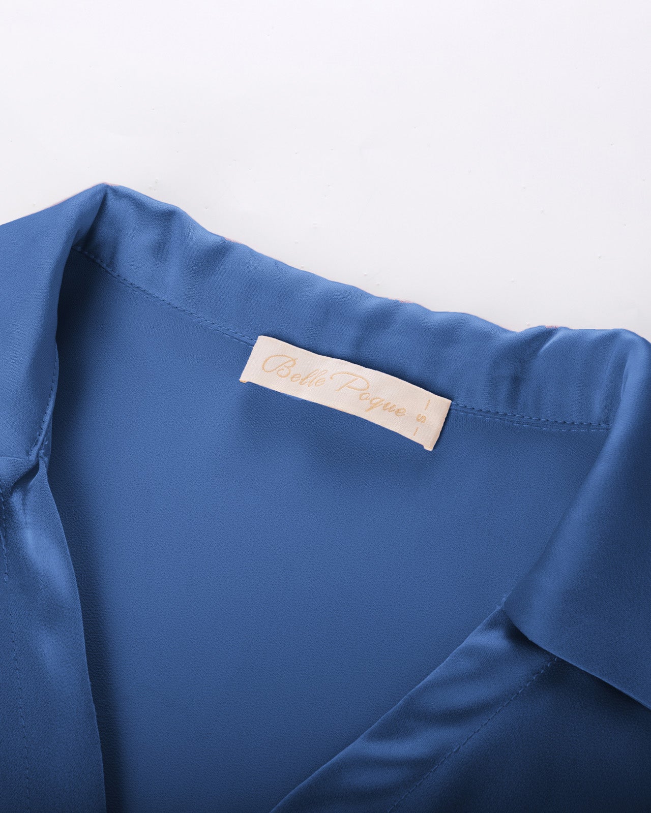 belle poque Vintage Elastic Waist Blouse Long Sleeve Lapel V-Neck Pullover Tops