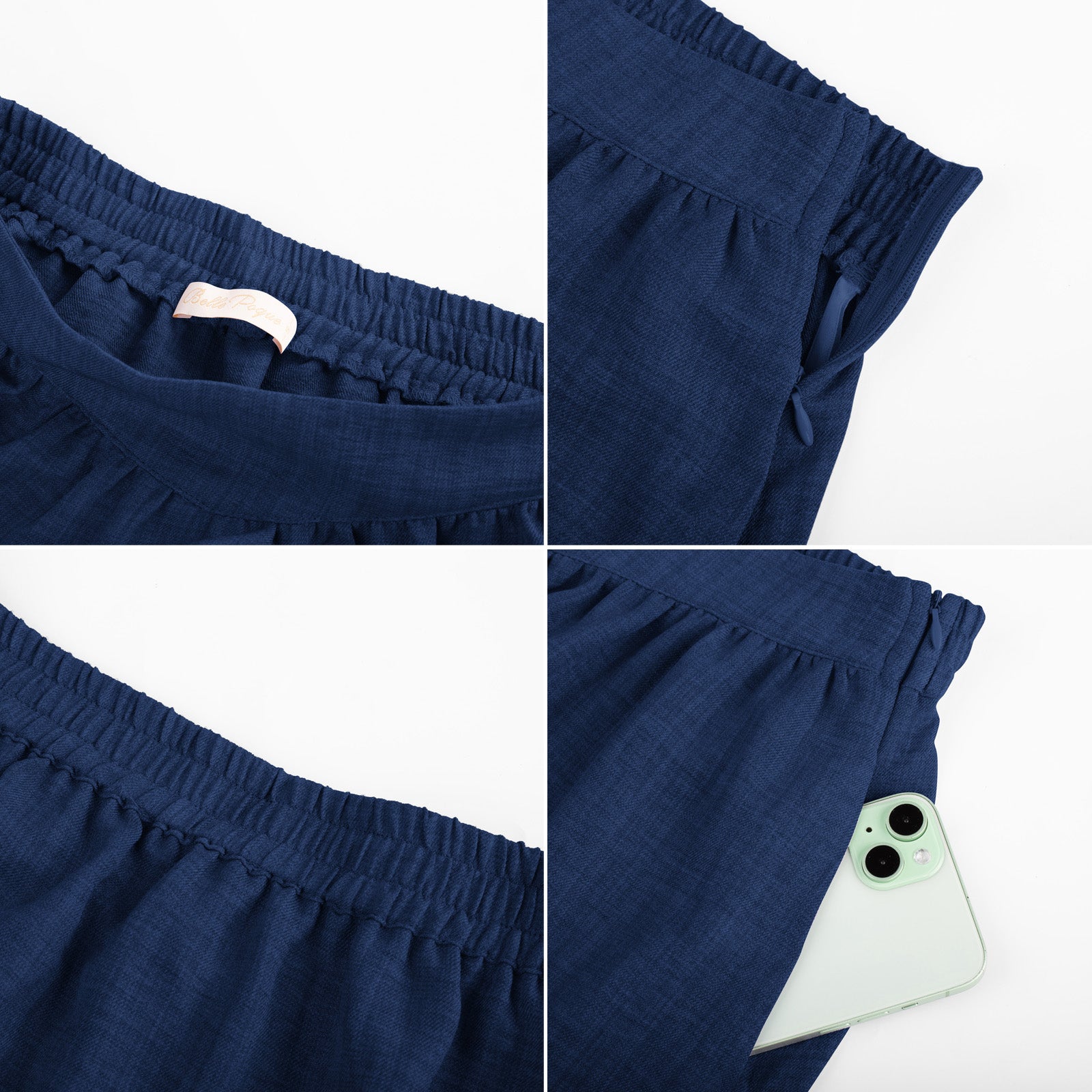 belle poque BP Women Vintage 2-Layer Swing Skirt Elastic High Waist Maxi Skirt