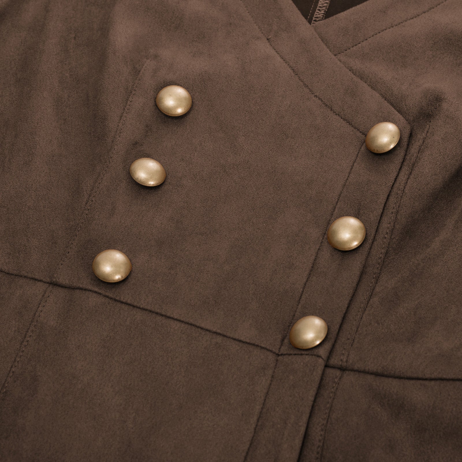 belle poque Vintage Faux Suede Dress Sleeveless V-Neck Elastic Waist A-Line Dress