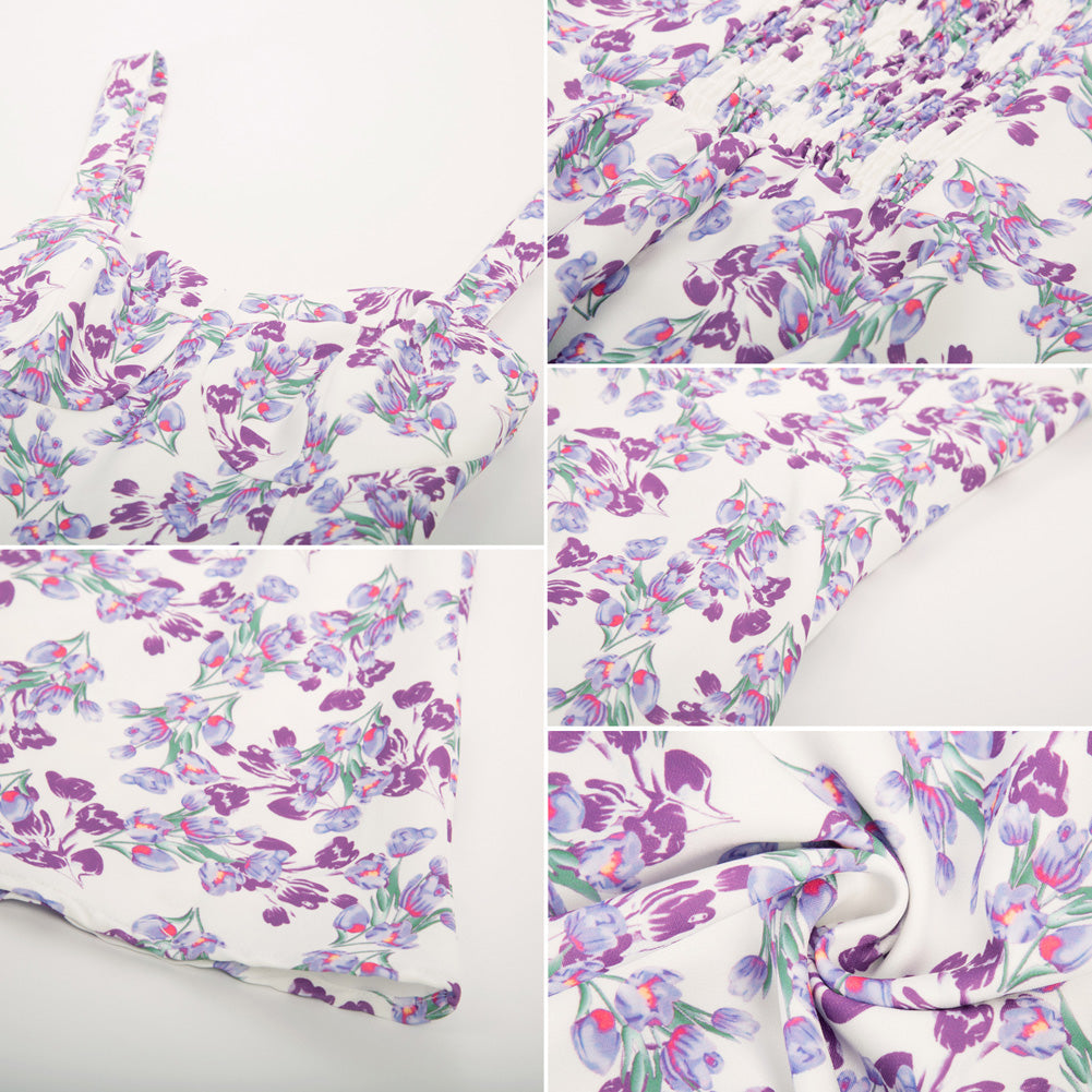 belle poque Fruit Printed Sweetheart Neck Flared 1950s Sleeveless A-Line Dress with Belt