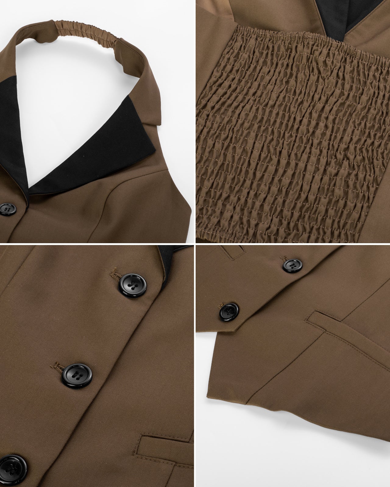 belle poque Waistcoat Vest Vintage Halter Lapel Button Down Suit Vest with Pockets