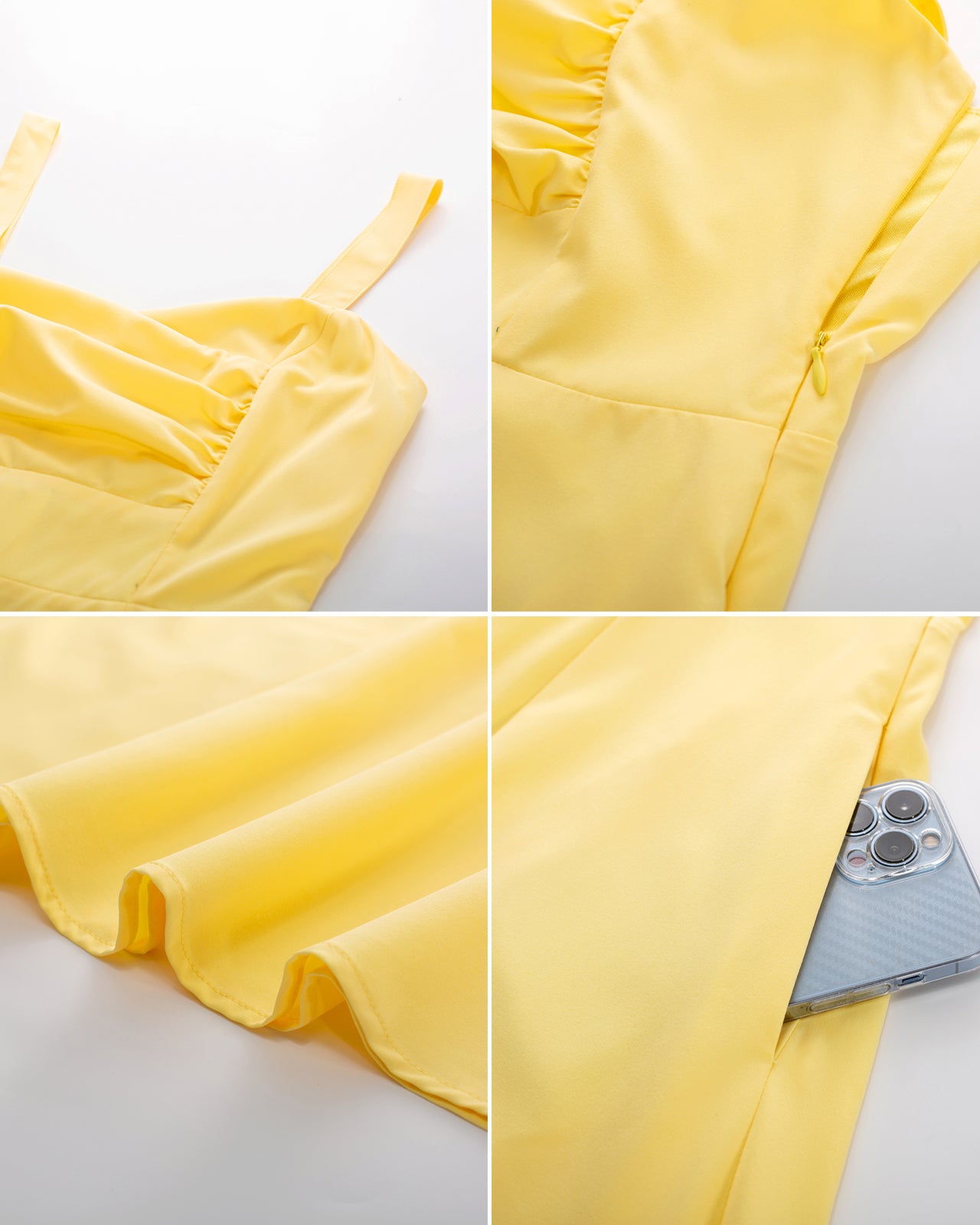 belle poque Vintage 1950s Cocktail Dress Ruched Slit A Line Swing Dress with Pockets