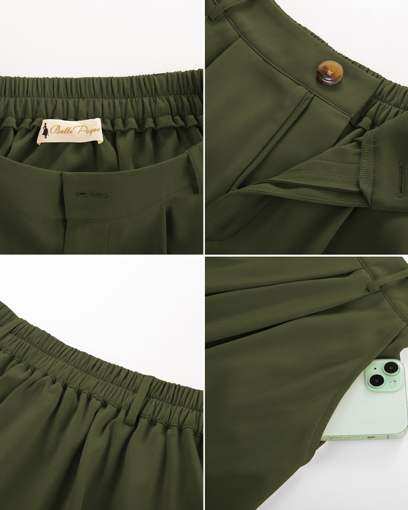 belle poque Women Vintage Swing Skirt Mid-Calf Length A-Line Skirt