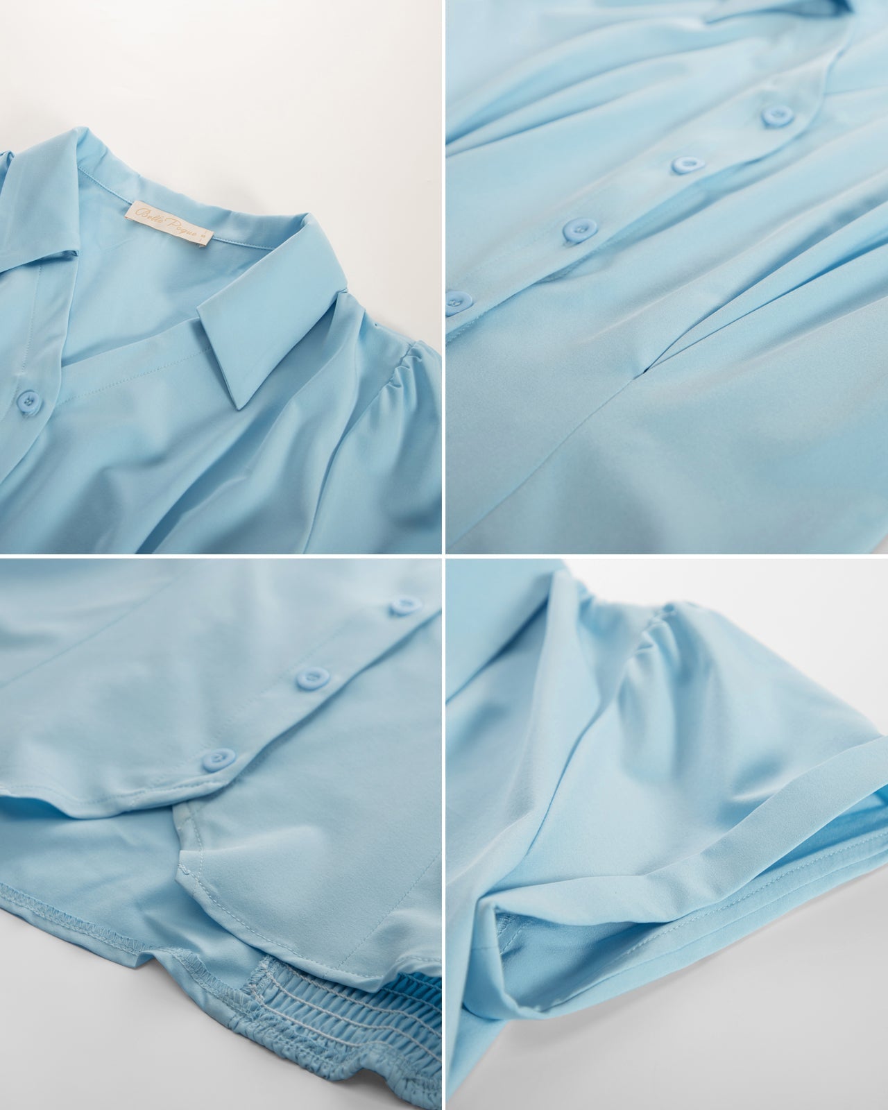 belle poque Short Sleeve Button Down Polka Dot Patterns Shirts Vintage Shirts Business Blouse Tops