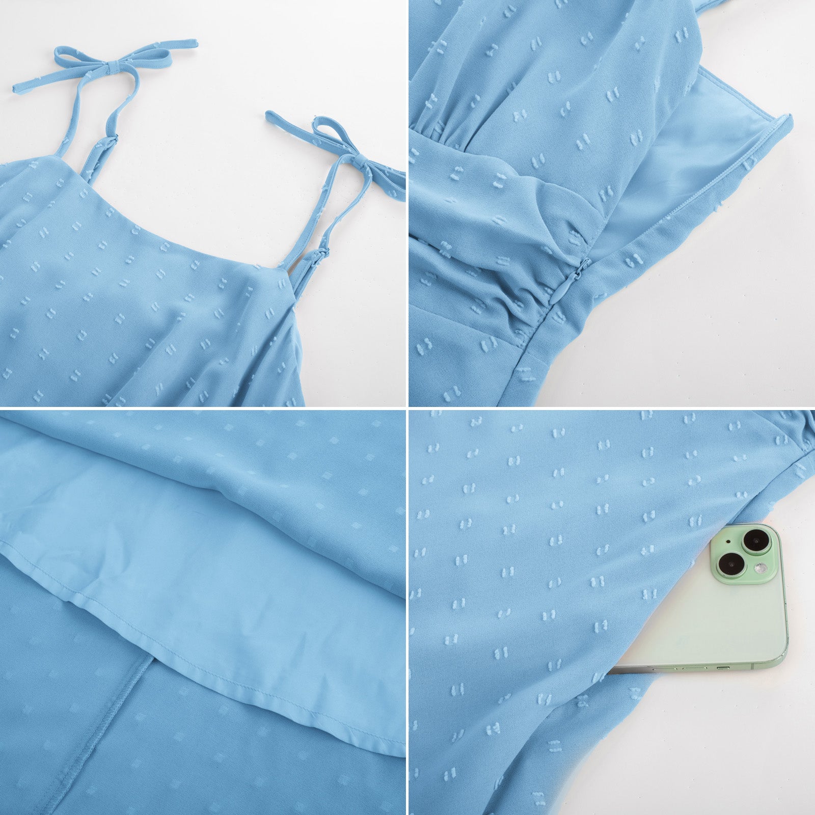 belle poque BP Women Vintage Swiss Dots Dress Spaghetti Straps Flared A-Line Dress