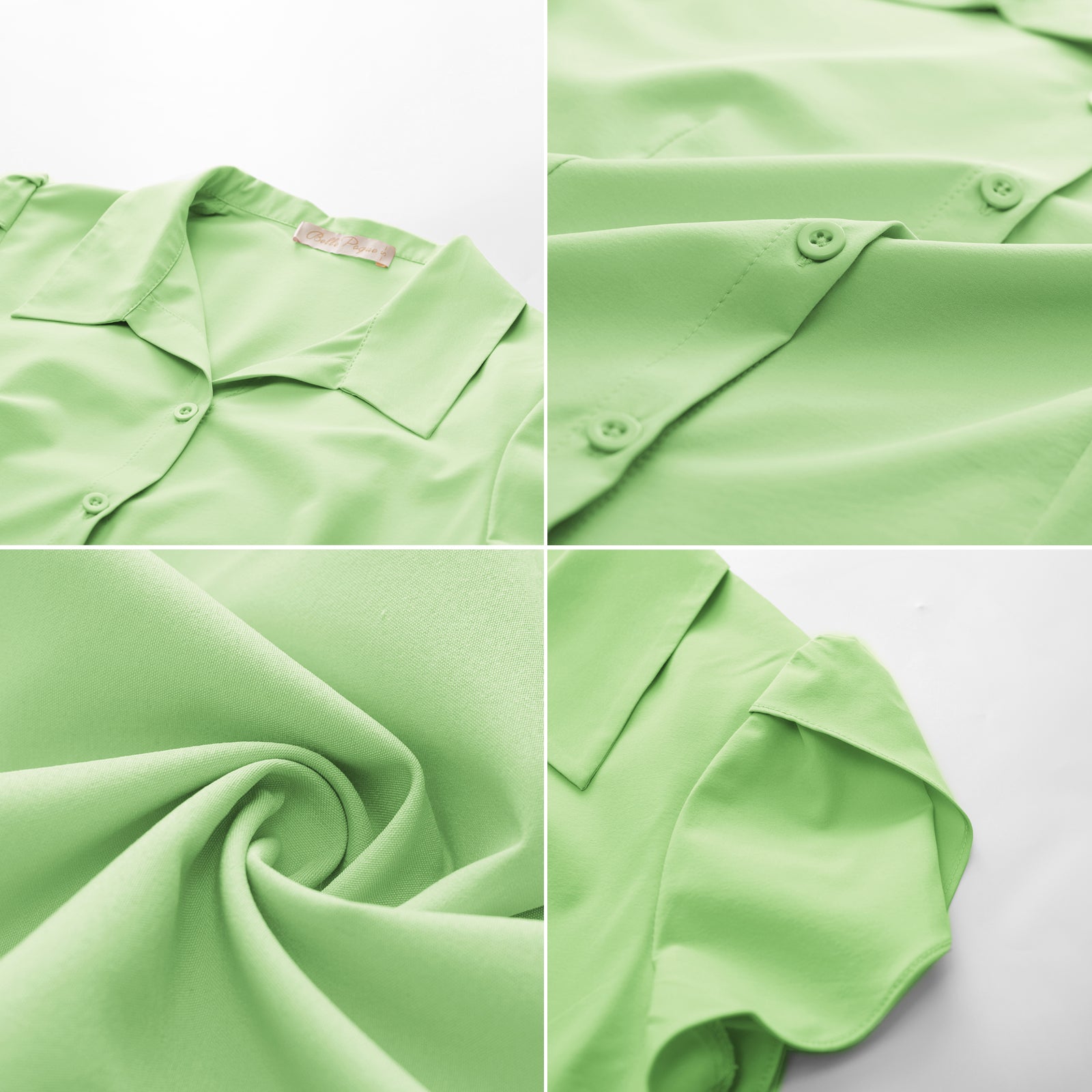 belle poque Business Casual Shirts Tops Summer Button Blouse for Women