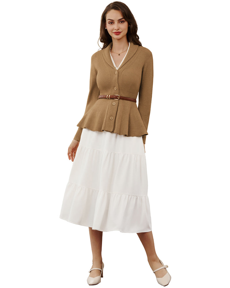 belle poque Vintage Cardigan Sweater Shawl Lapel Button Down Sweater Outwear Coat