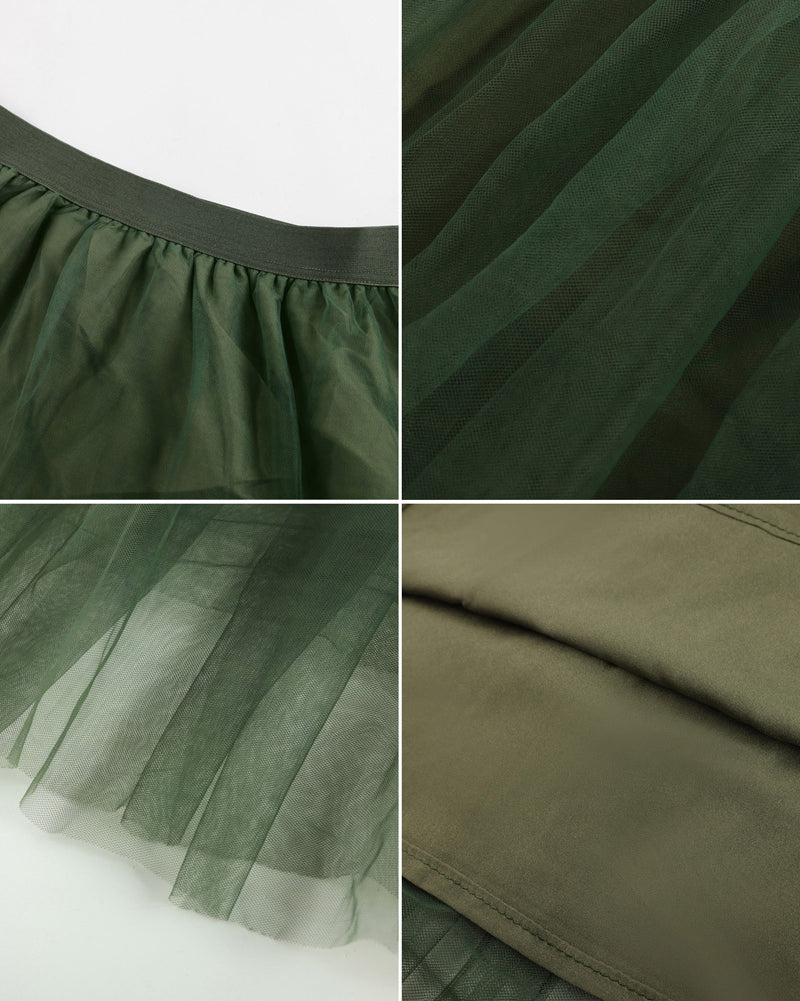 belle poque 1960s Vintage Tulle Skirts for Women A-line Flowy Ruffle Skirt for Date Party