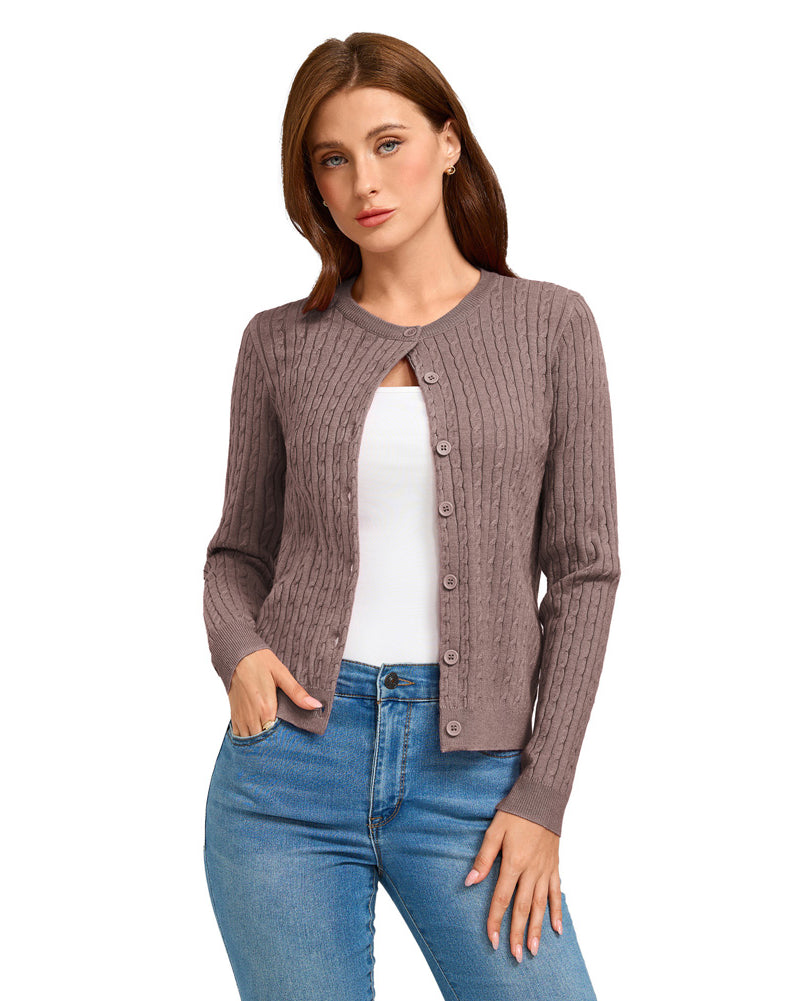 belle poque Belle Poque Women Fall Cardigan Sweater Button Up Cropped Cardigan Lightweight Crew Neck Sweater 2026