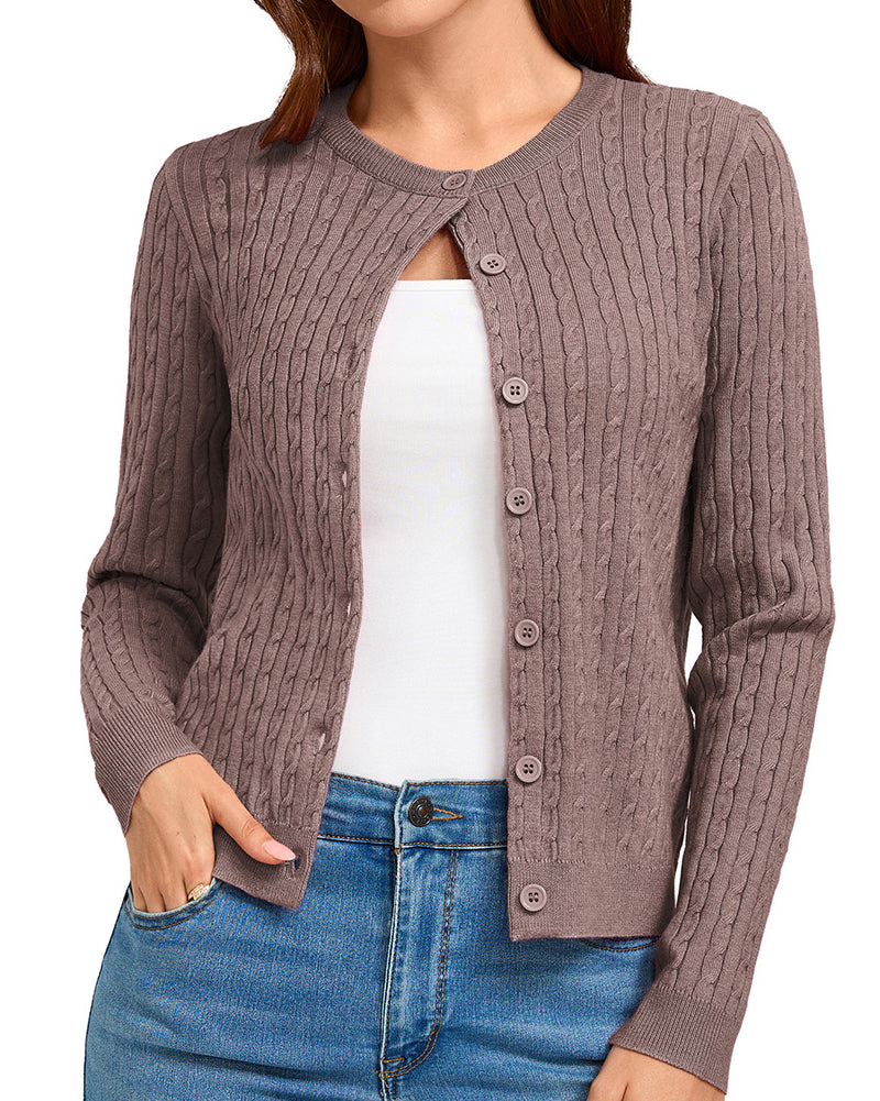 belle poque Belle Poque Women Fall Cardigan Sweater Button Up Cropped Cardigan Lightweight Crew Neck Sweater 2026