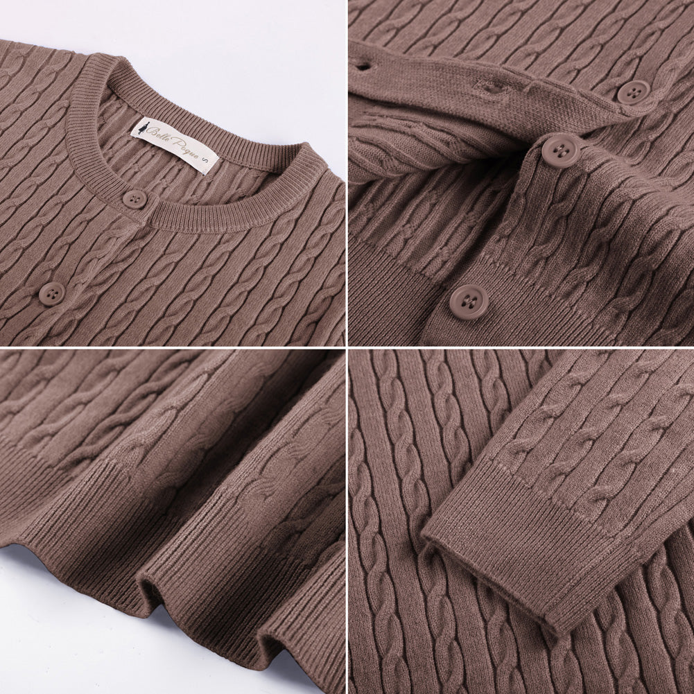 belle poque Belle Poque Women Fall Cardigan Sweater Button Up Cropped Cardigan Lightweight Crew Neck Sweater 2026