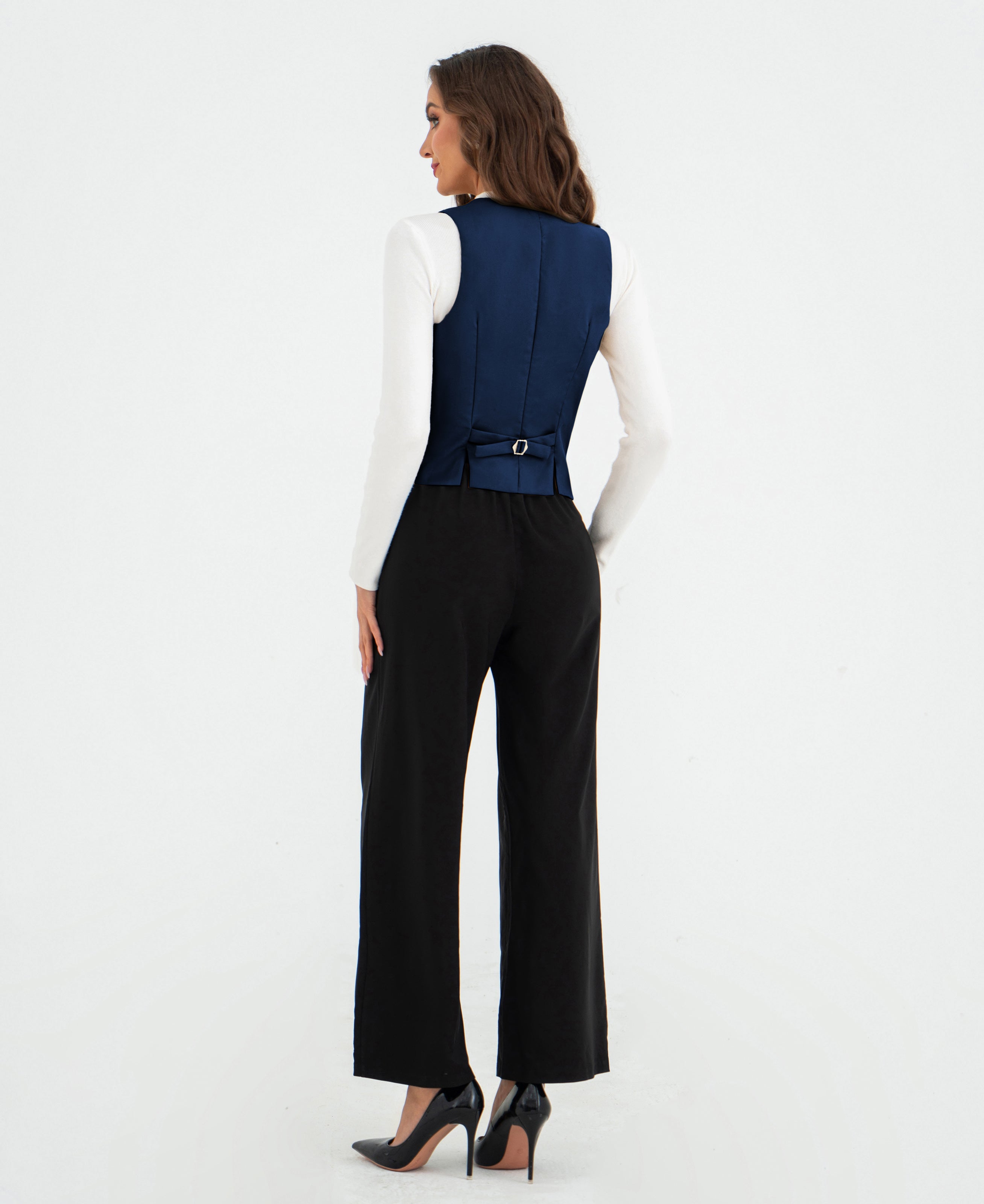 belle poque Vintage Oblique Placket Vest Coat V-Neck Handkerchief Hem Waistcoat