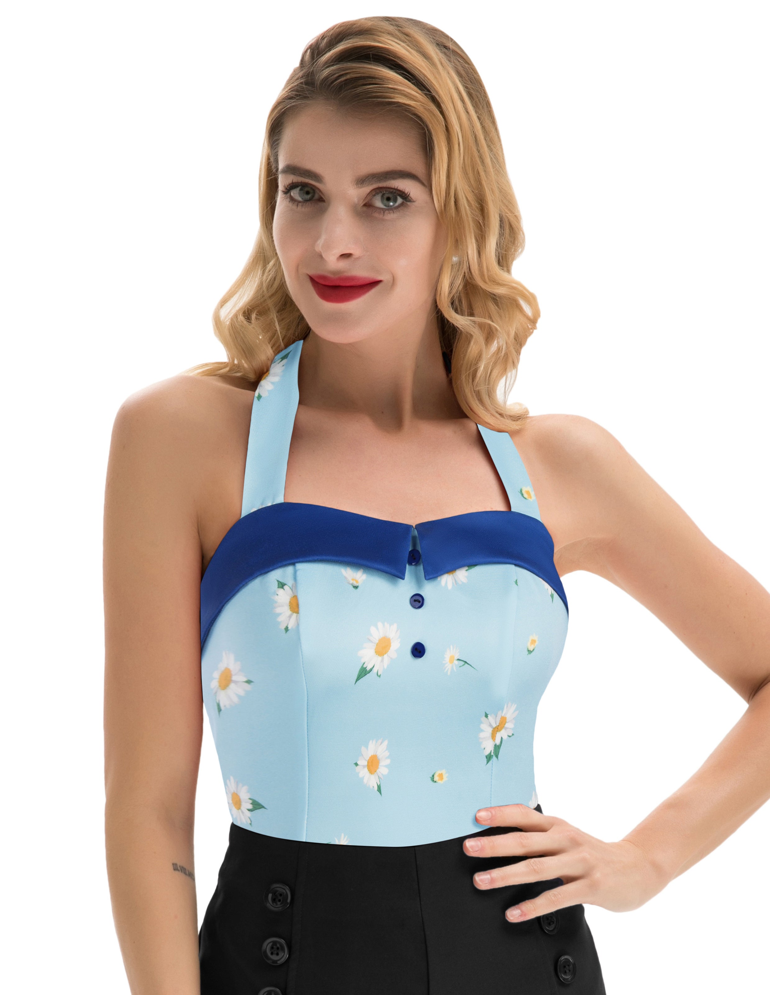 belle poque Women's Cherries Pattern Sleeveless Adjustable Strappy Tank Top 1950s Pin Up Style