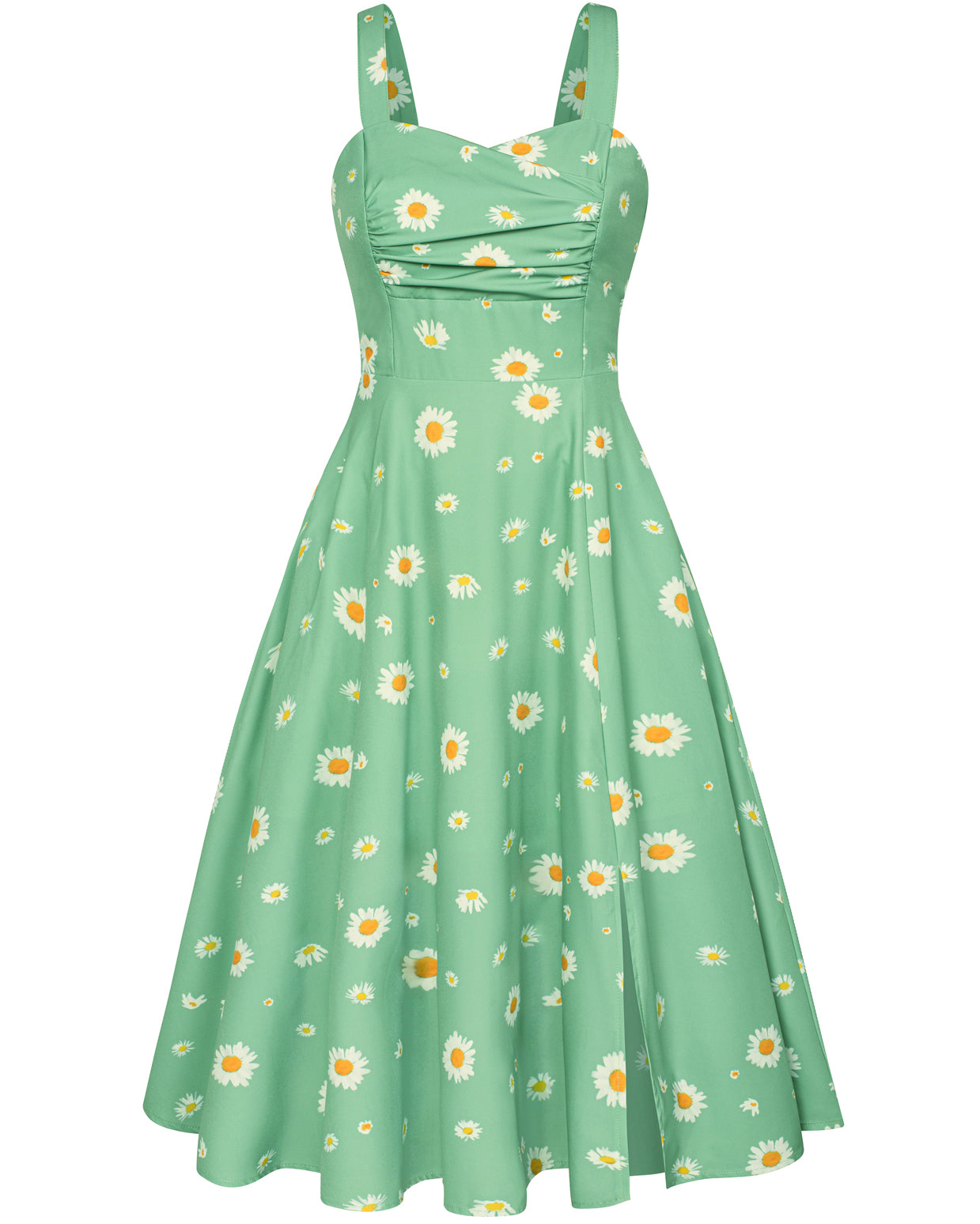 belle poque Vintage 1950s Cocktail Dress Ruched Slit A Line Swing Dress with Pockets