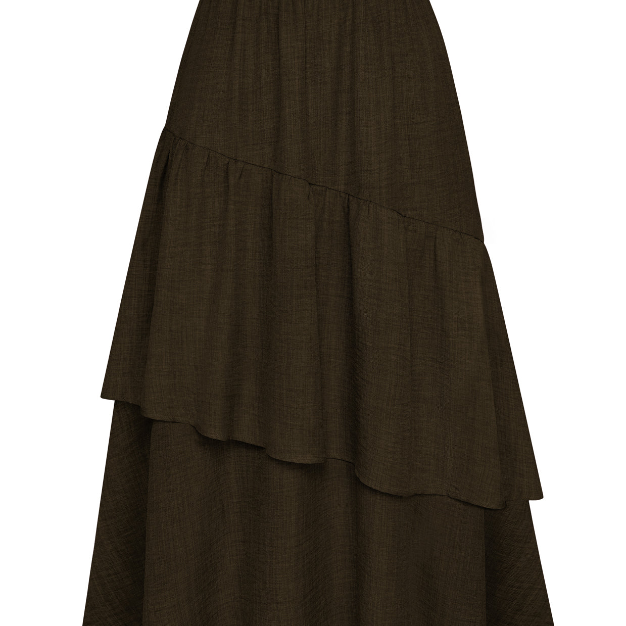 belle poque BP Women Vintage 2-Layer Swing Skirt Elastic High Waist Maxi Skirt Brown