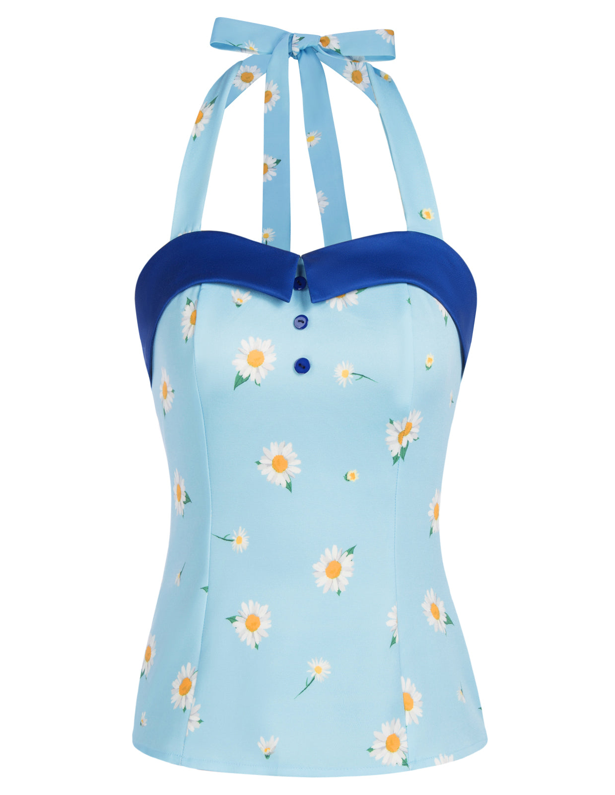 belle poque Women's Cherries Pattern Sleeveless Adjustable Strappy Tank Top 1950s Pin Up Style Blue