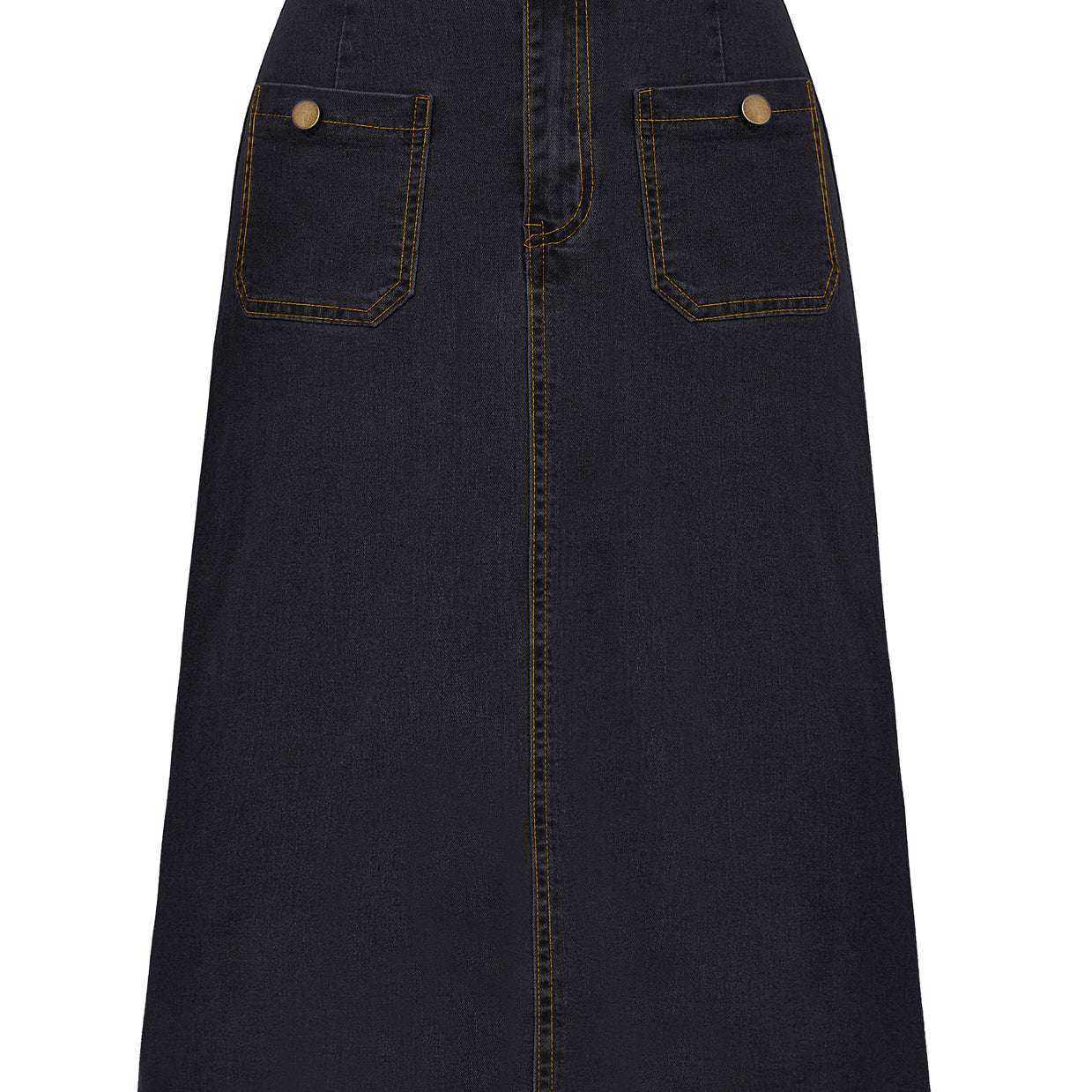 belle poque Denim Skirt with Belt Knee Length High Waisted Jean Skirts for Women Black