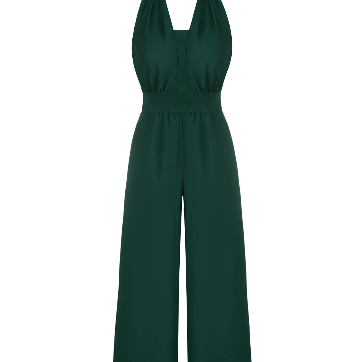 belle poque Halter Jumpsuits High Waisted Wide Leg Jumpsuits with Pockets Green