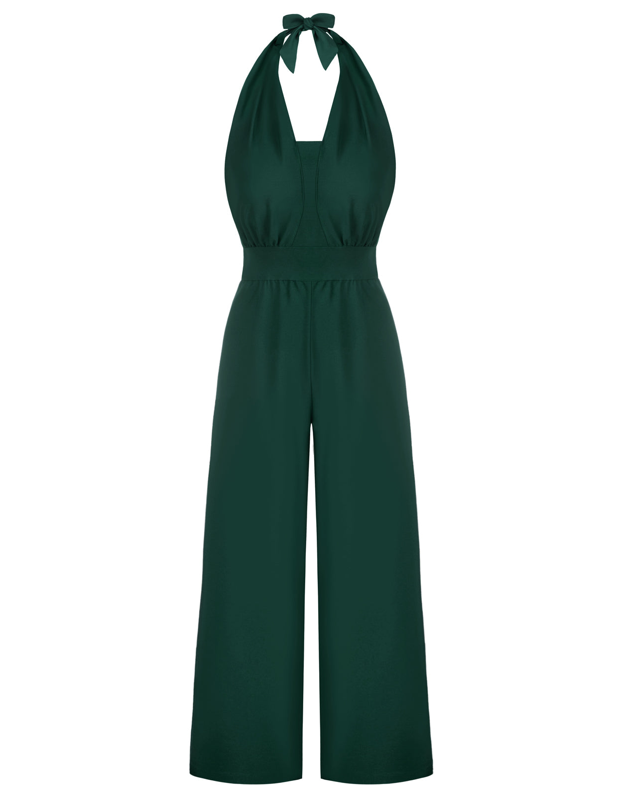 belle poque Halter Jumpsuits High Waisted Wide Leg Jumpsuits with Pockets Green