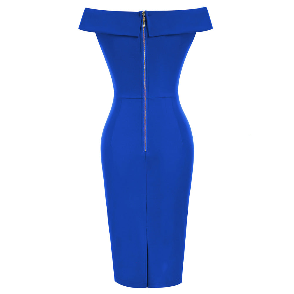 belle poque Seckill Offer⌛Vintage Off Shoulder V Neck Bodycon Pencil Dress Short Sleeve Homecoming Bodycon Dress Work Cocktail