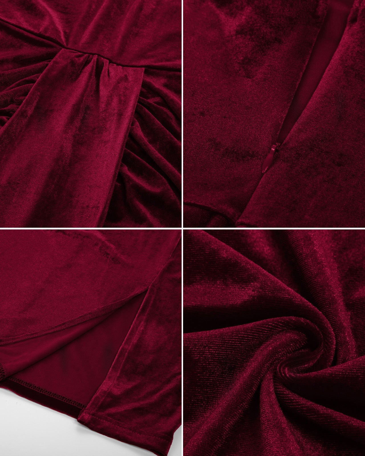 belle poque Vintage Front Slit Velvet Dress Halterneck Ruched Bodycon Dress