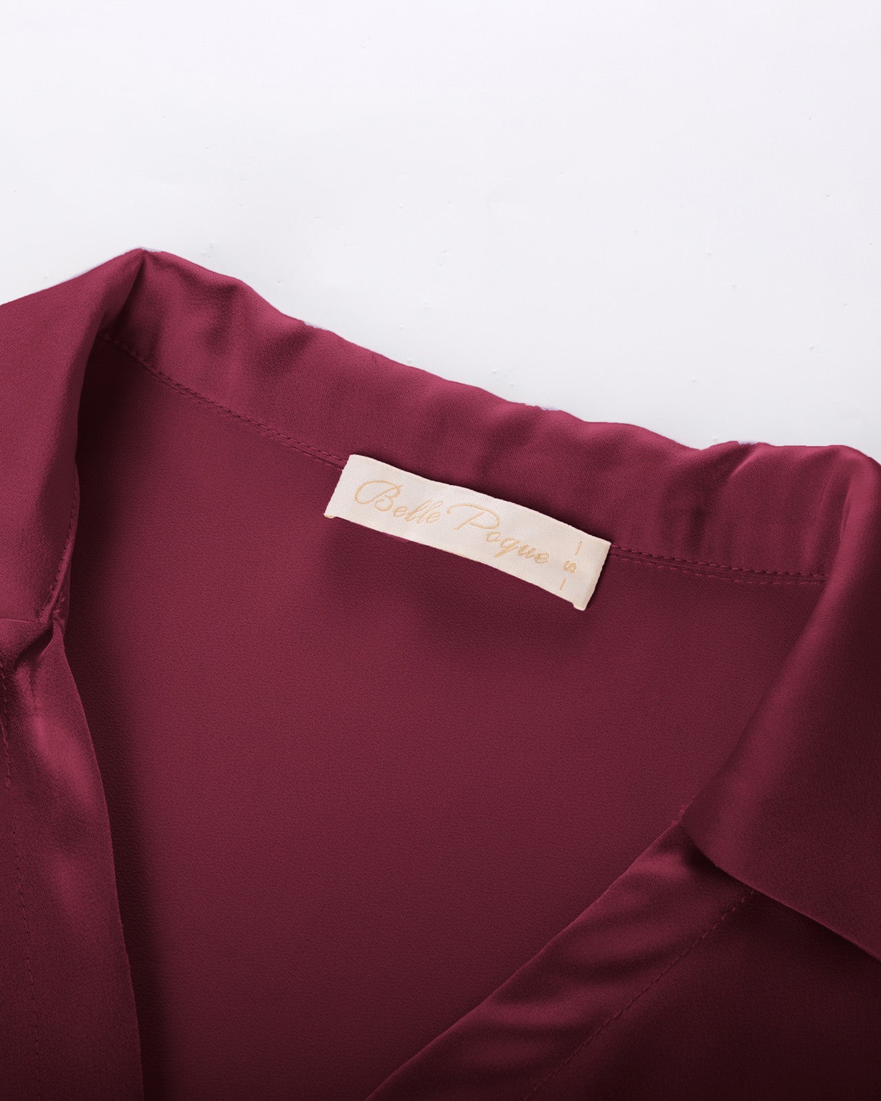 belle poque Vintage Elastic Waist Blouse Long Sleeve Lapel V-Neck Pullover Tops