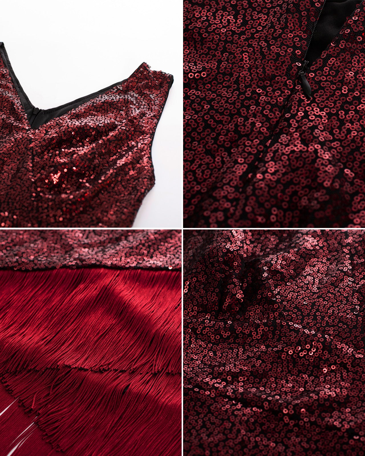 belle poque Seckill Offer⌛Sequined Sleeveless V-Neck Tassel Decorated Wrap Hem Party Dress