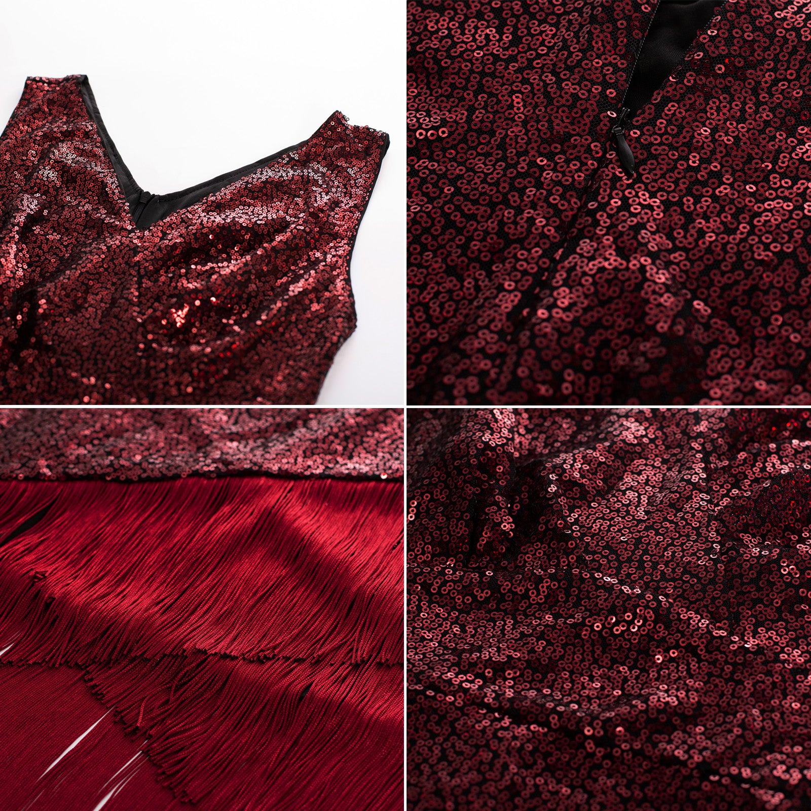 belle poque Seckill Offer⌛Sequined Sleeveless V-Neck Tassel Decorated Wrap Hem Party Dress