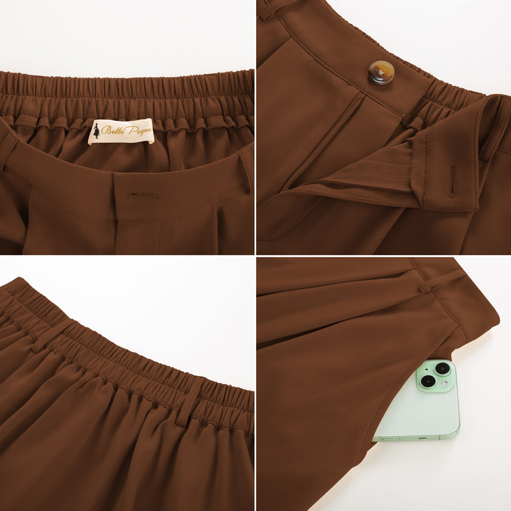 belle poque Women Vintage Swing Skirt Mid-Calf Length A-Line Skirt