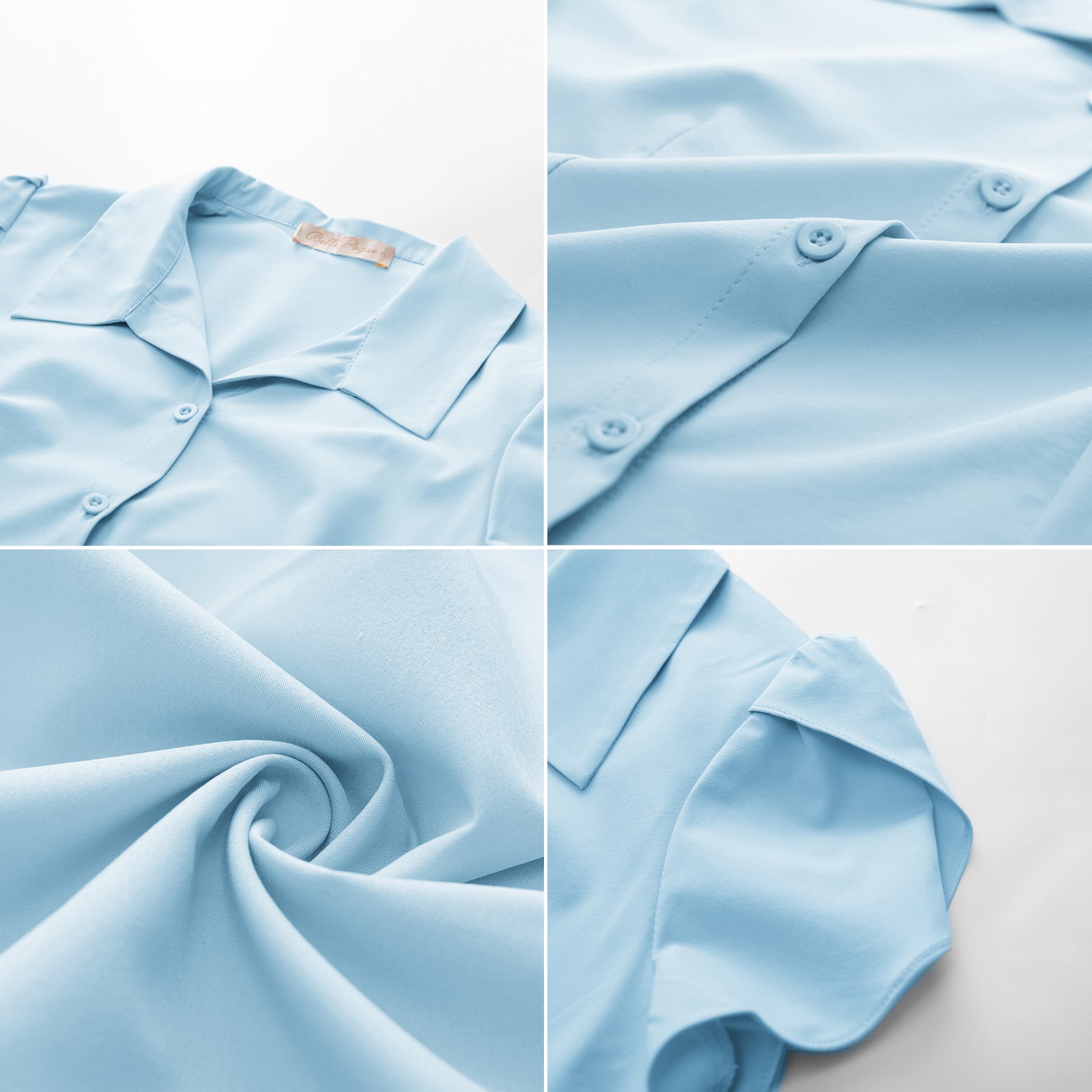 belle poque Business Casual Shirts Tops Summer Button Blouse for Women