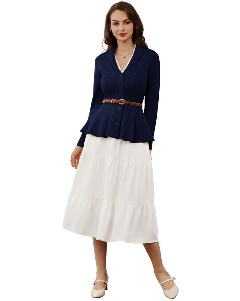 belle poque Vintage Cardigan Sweater Shawl Lapel Button Down Sweater Outwear Coat