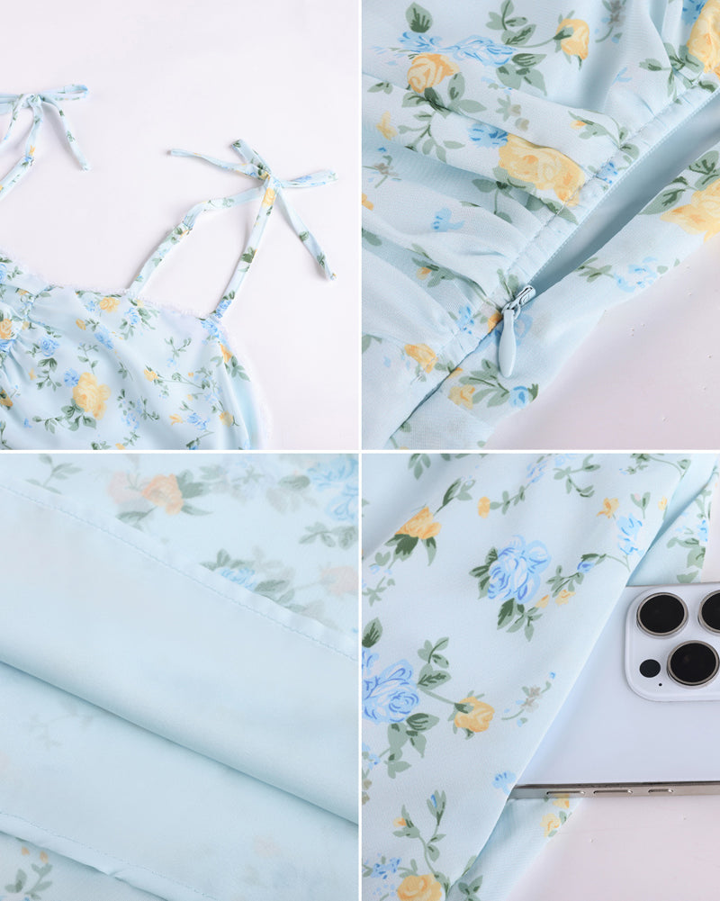 belle poque Women Spring Summer Milkmaid Dress 2026 Floral Midi Tea Party Ruched Sun Dresses