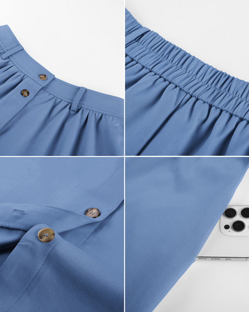 belle poque 1950s Women's Midi Skirt with Pockets Vintage Buttoned Front A-Line Skirt