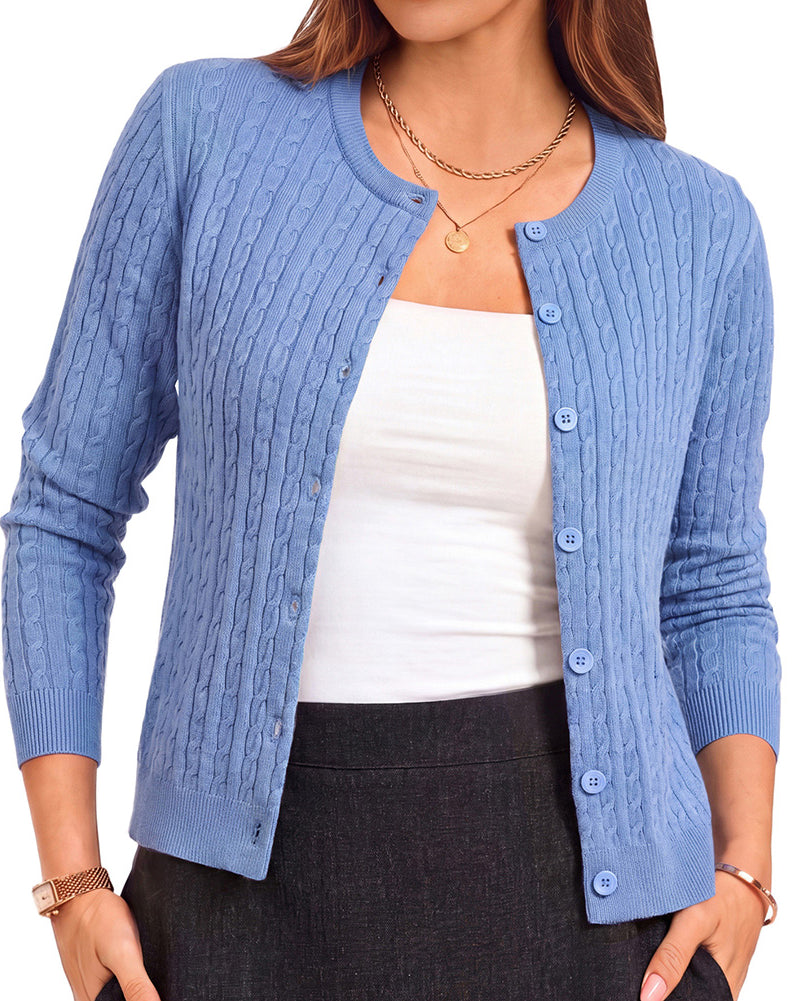 belle poque Belle Poque Women Fall Cardigan Sweater Button Up Cropped Cardigan Lightweight Crew Neck Sweater 2026