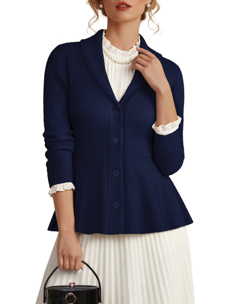 belle poque Vintage Cardigan Sweater Shawl Lapel Button Down Sweater Outwear Coat