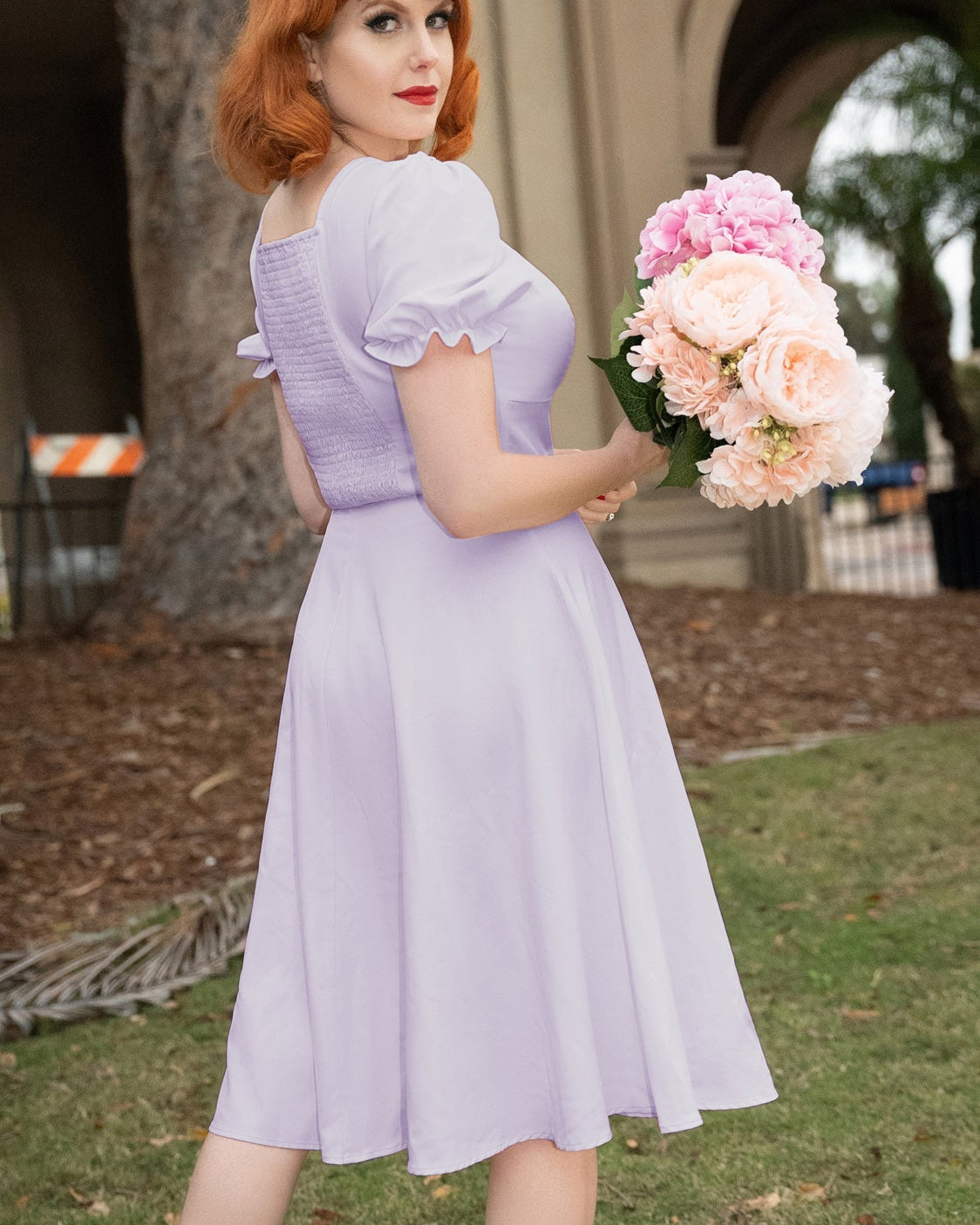 belle poque Vintage Strawberry Patterns Front Slit Dress Puffed Short Sleeve Sweetheart Neck Dress