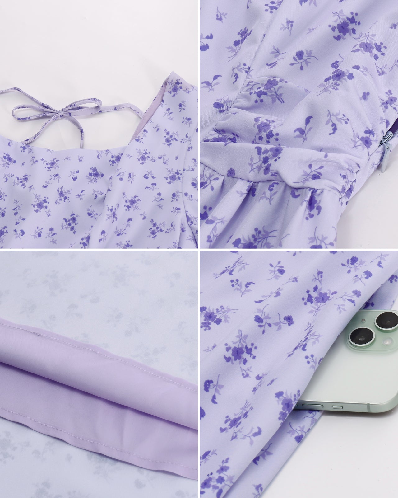belle poque Vintage Daisy Flower Print Cottagecore Cocktail Dresses Square Neck Puff Sleeve Dress with Pockets