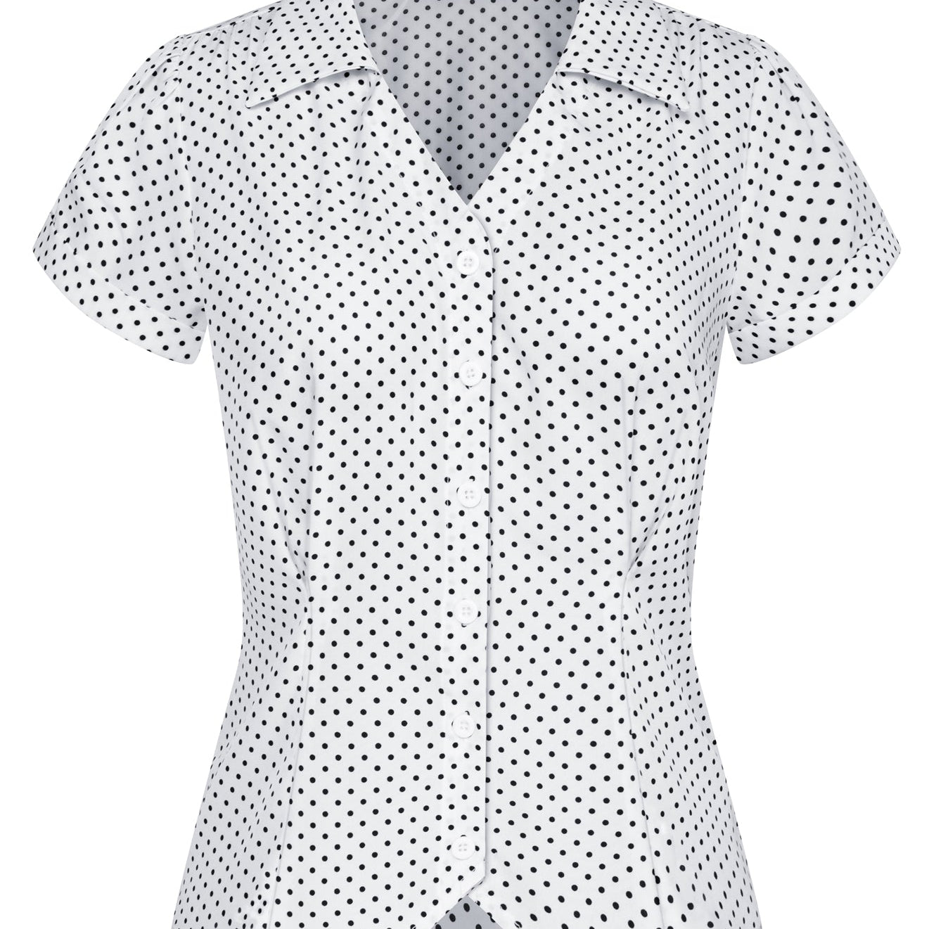 belle poque Short Sleeve Button Down Polka Dot Patterns Shirts Vintage Shirts Business Blouse Tops Polka Dot