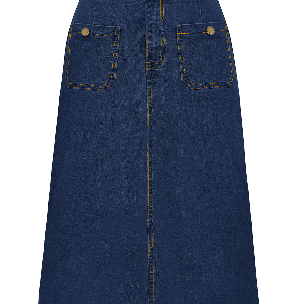 belle poque Denim Skirt with Belt Knee Length High Waisted Jean Skirts for Women Deep Blue