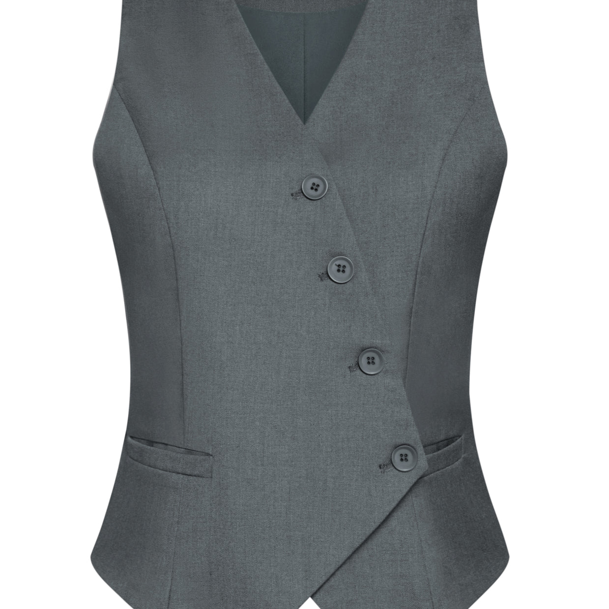 belle poque Vintage Oblique Placket Vest Coat V-Neck Handkerchief Hem Waistcoat Gray