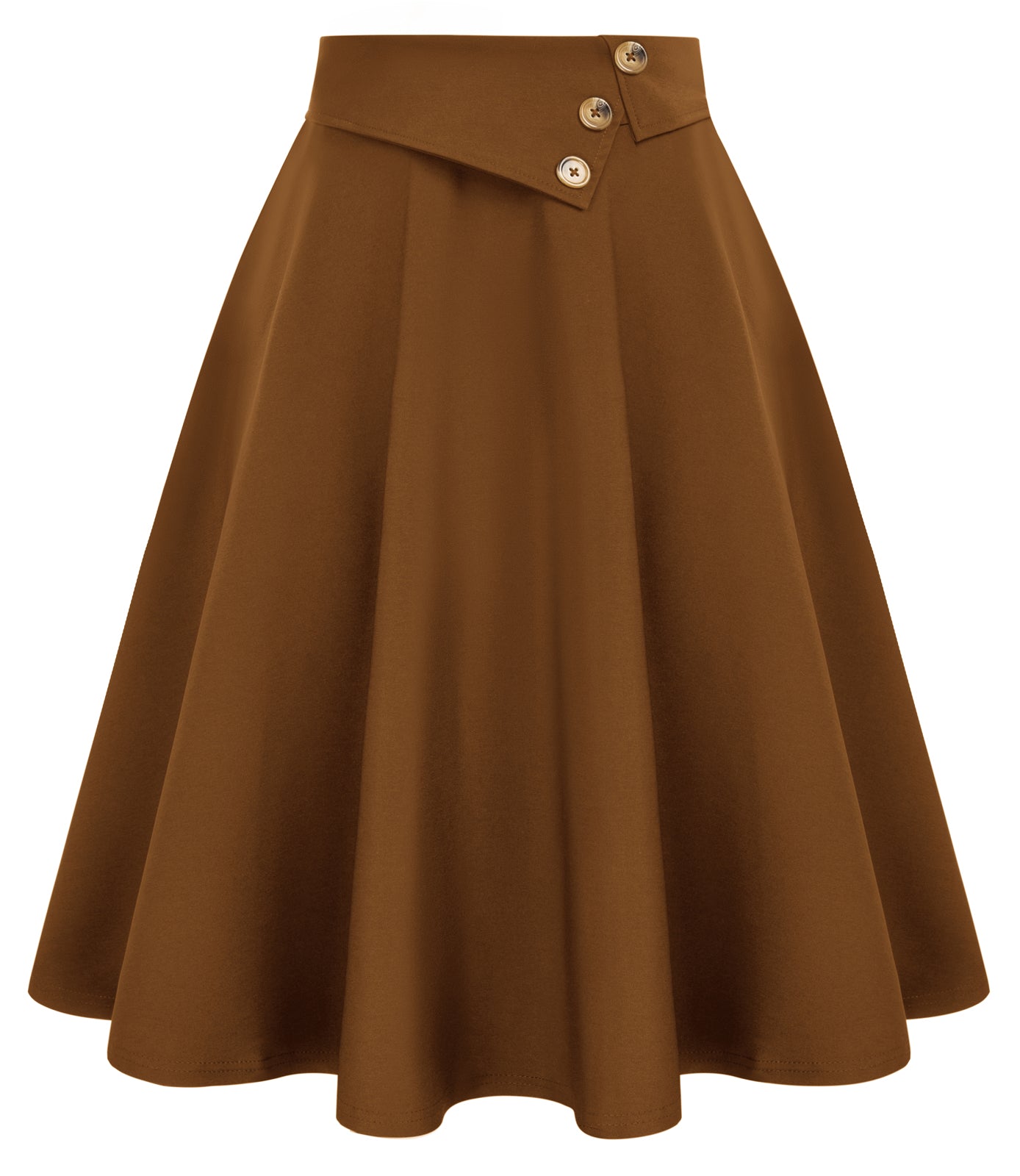 belle poque Vintage A-Line Skirt High Waisted Midi Skirt with Pockets & Buttons