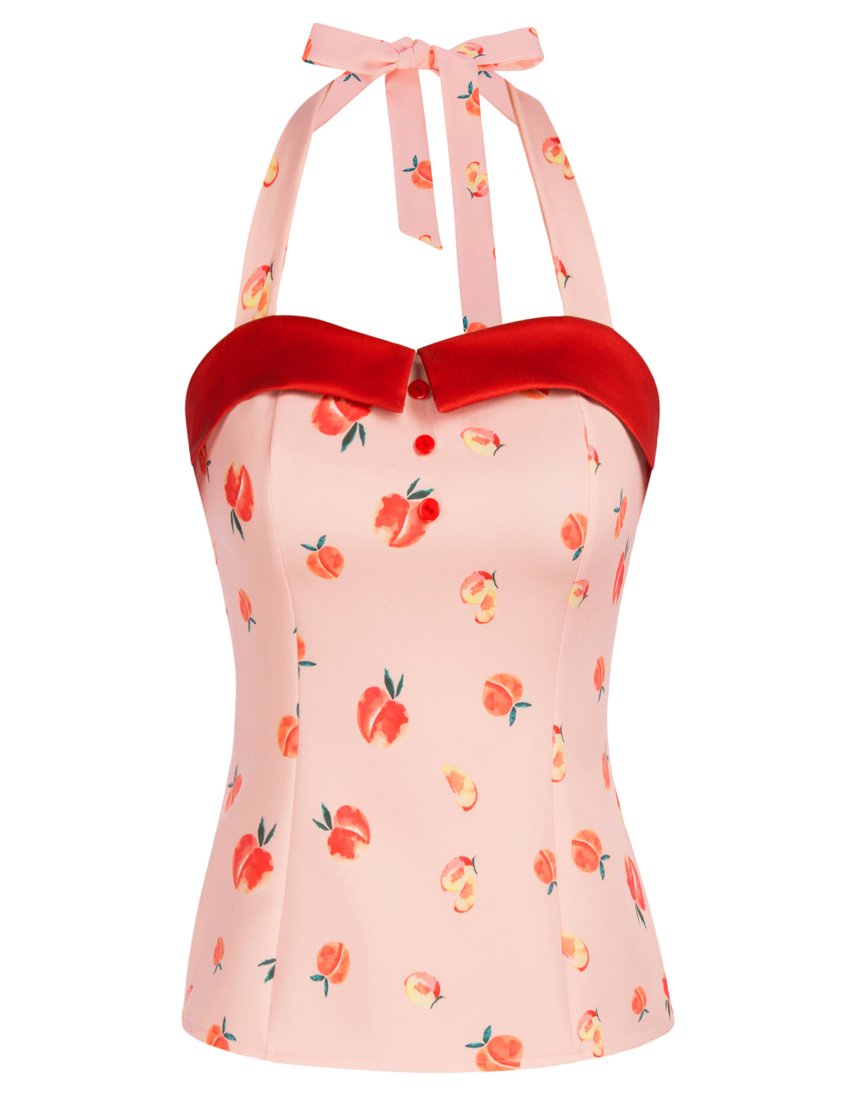 belle poque Women's Cherries Pattern Sleeveless Adjustable Strappy Tank Top 1950s Pin Up Style Pink