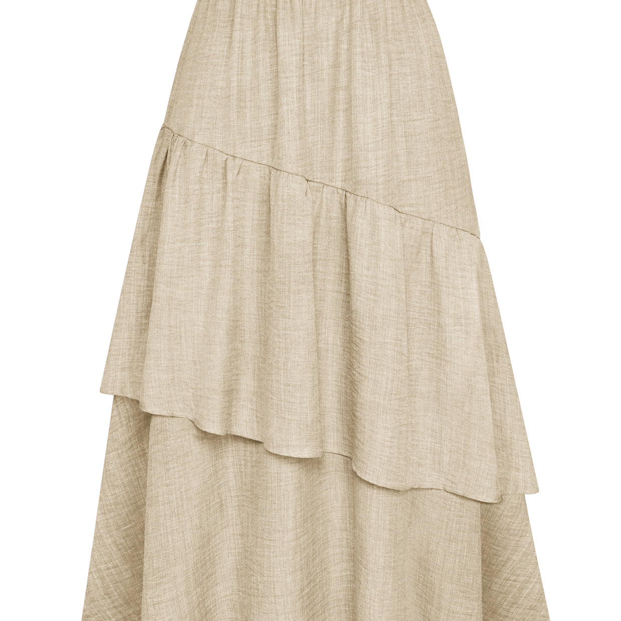 belle poque BP Women Vintage 2-Layer Swing Skirt Elastic High Waist Maxi Skirt Beige