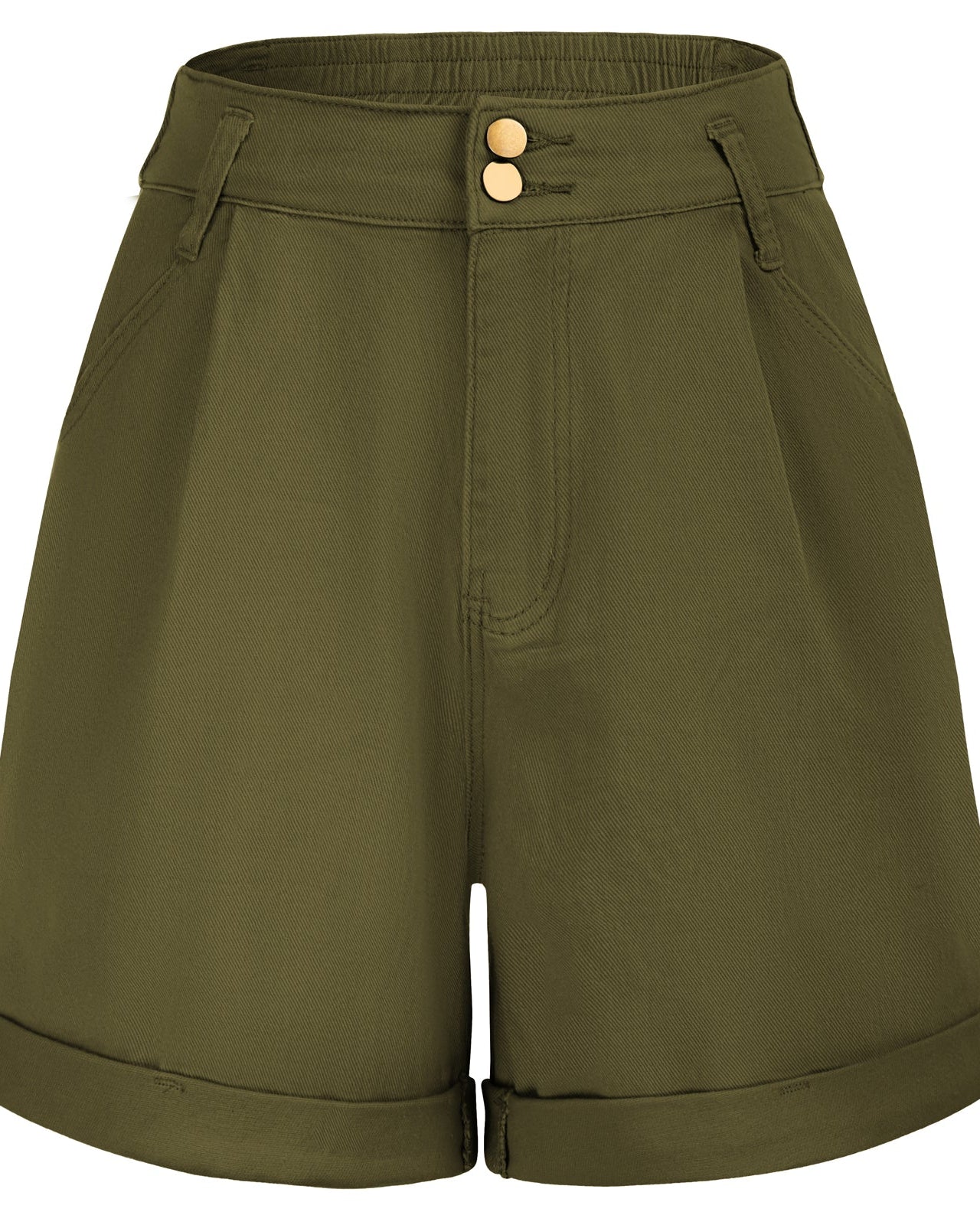 belle poque Bermuda Shorts Elastic Waist Wide Leg Shorts with Pockets & Belts