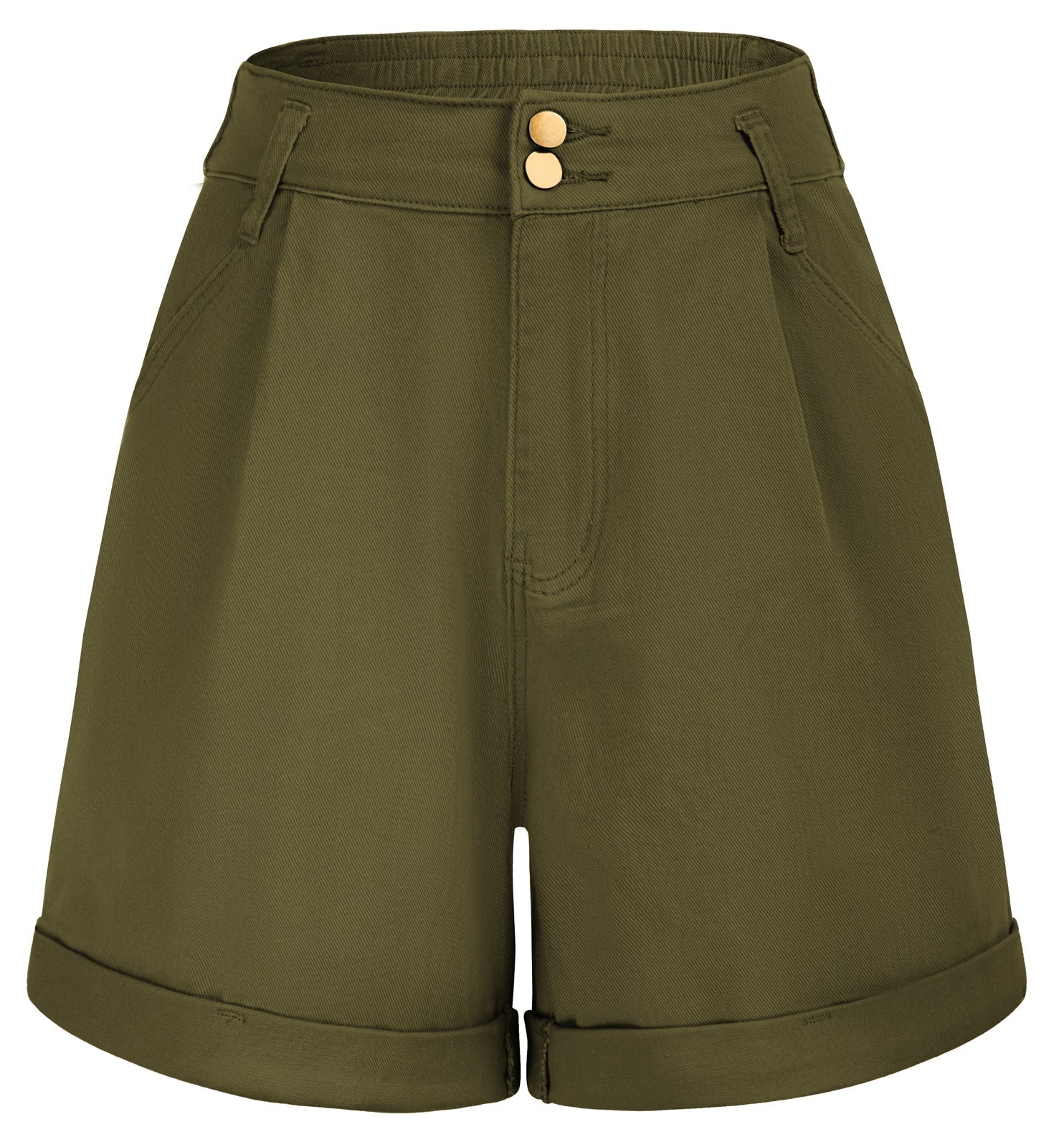 belle poque Bermuda Shorts Elastic Waist Wide Leg Shorts with Pockets & Belts