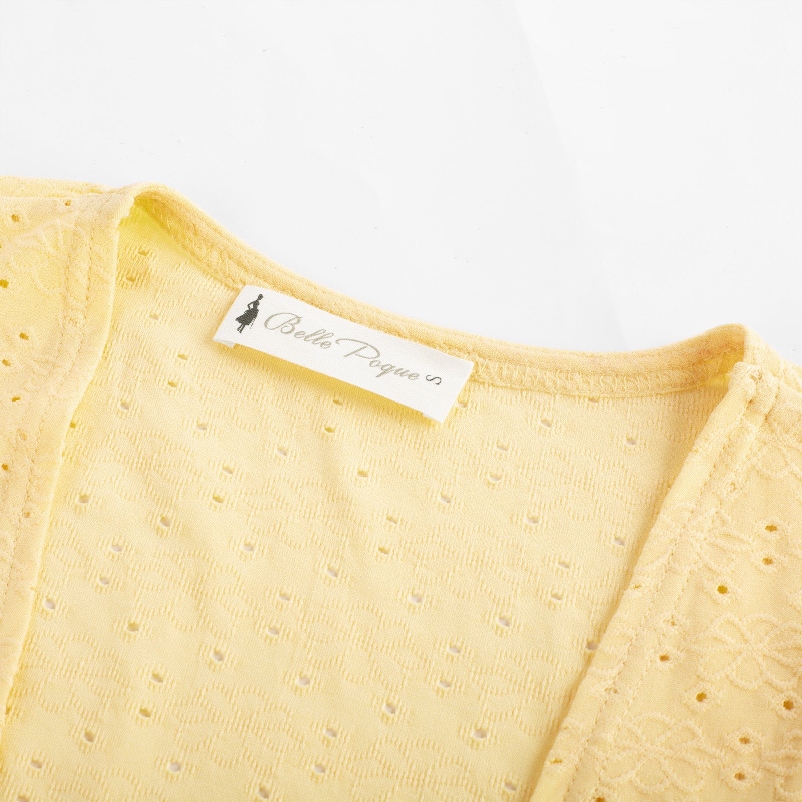 belle poque Women Vintage Hollowed-out Shrug Ruched Short Sleeve Open Front Tops