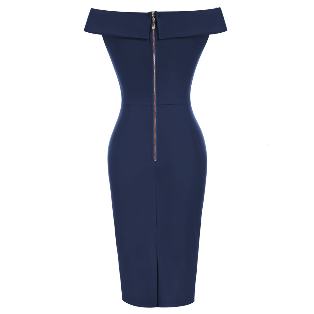 belle poque Seckill Offer⌛Vintage Off Shoulder V Neck Bodycon Pencil Dress Short Sleeve Homecoming Bodycon Dress Work Cocktail