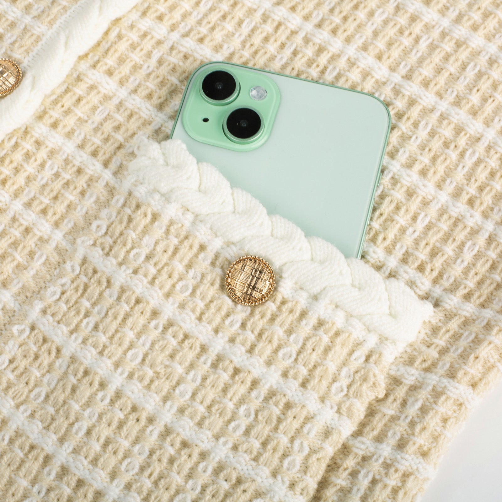 belle poque Contrast Color Cardigan Long Sleeve V-Neck Cable Knitted Sweater