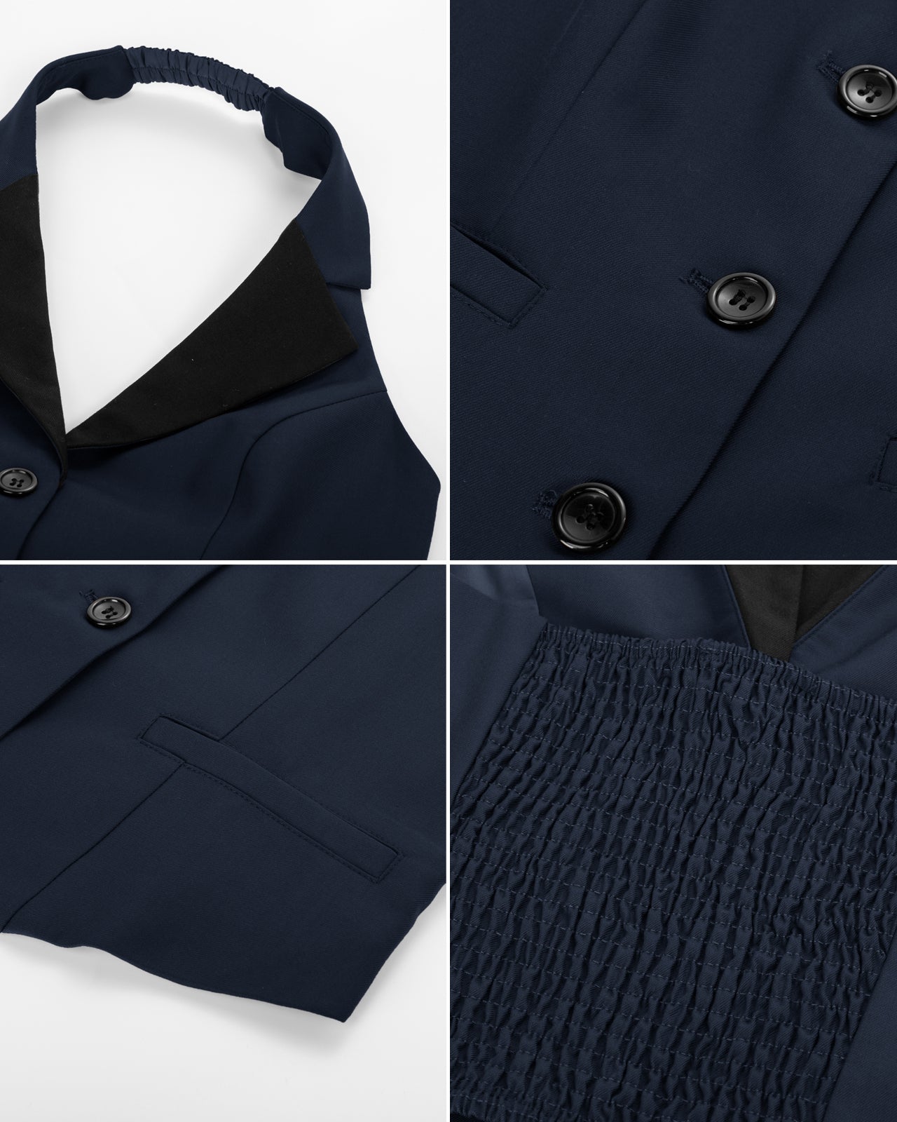 belle poque Waistcoat Vest Vintage Halter Lapel Button Down Suit Vest with Pockets